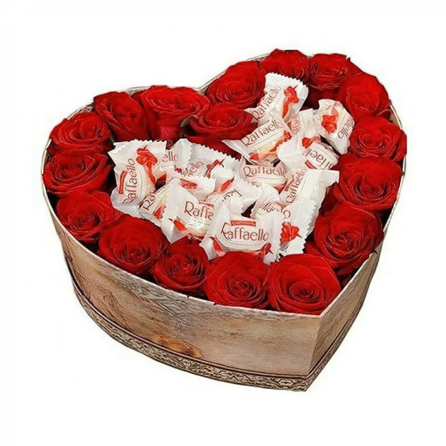 Букет цветов "Сердце с Рафаэлло" Букет цветов "Сердце с Рафаэлло"